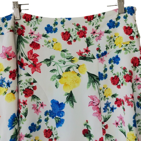 CALVIN KLEIN NWT white floral print midi skirt, size 10 - Picture 2 of 8